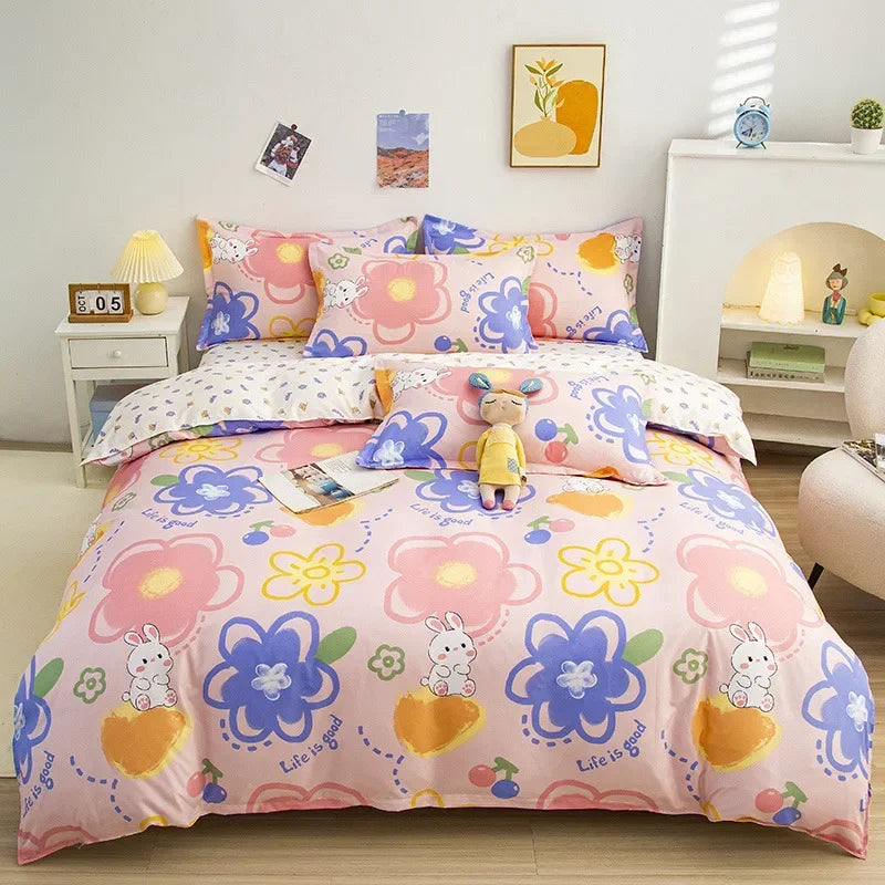 Housse de couette avec motif adorable pour adultes et enfants – Housse réversible (recto-verso) – Sans taies d'oreiller