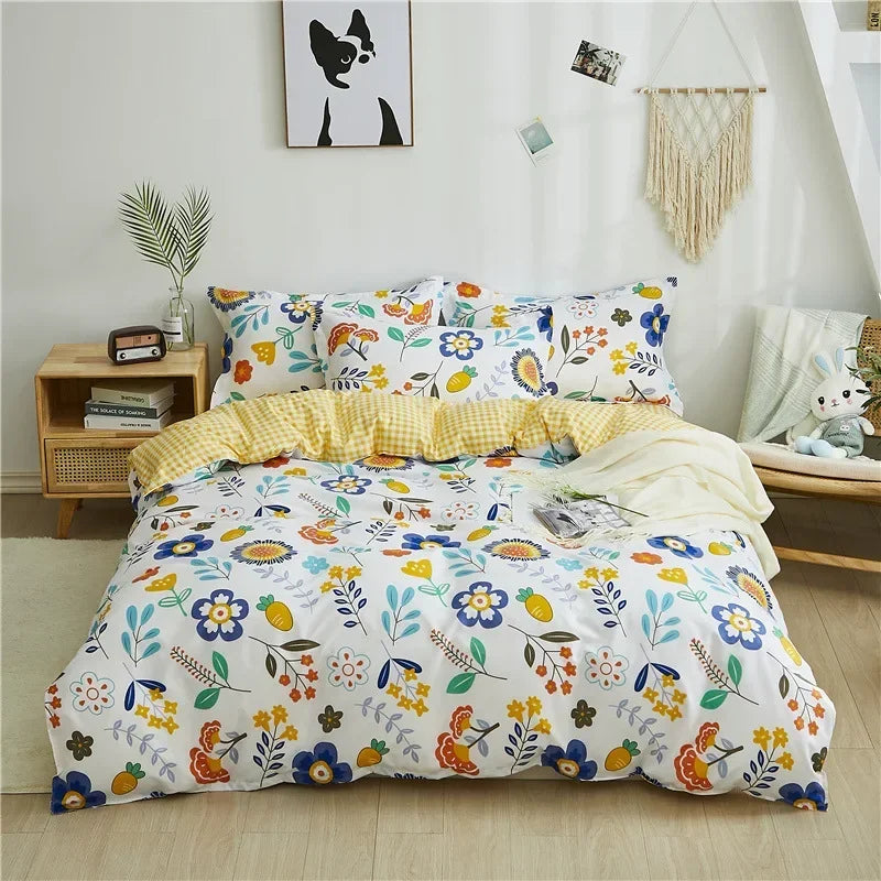 Housse de couette avec motif adorable pour adultes et enfants – Housse réversible (recto-verso) – Sans taies d'oreiller